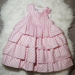 Pippa & Julie Pink Gingham Tiered Ruffles Dress